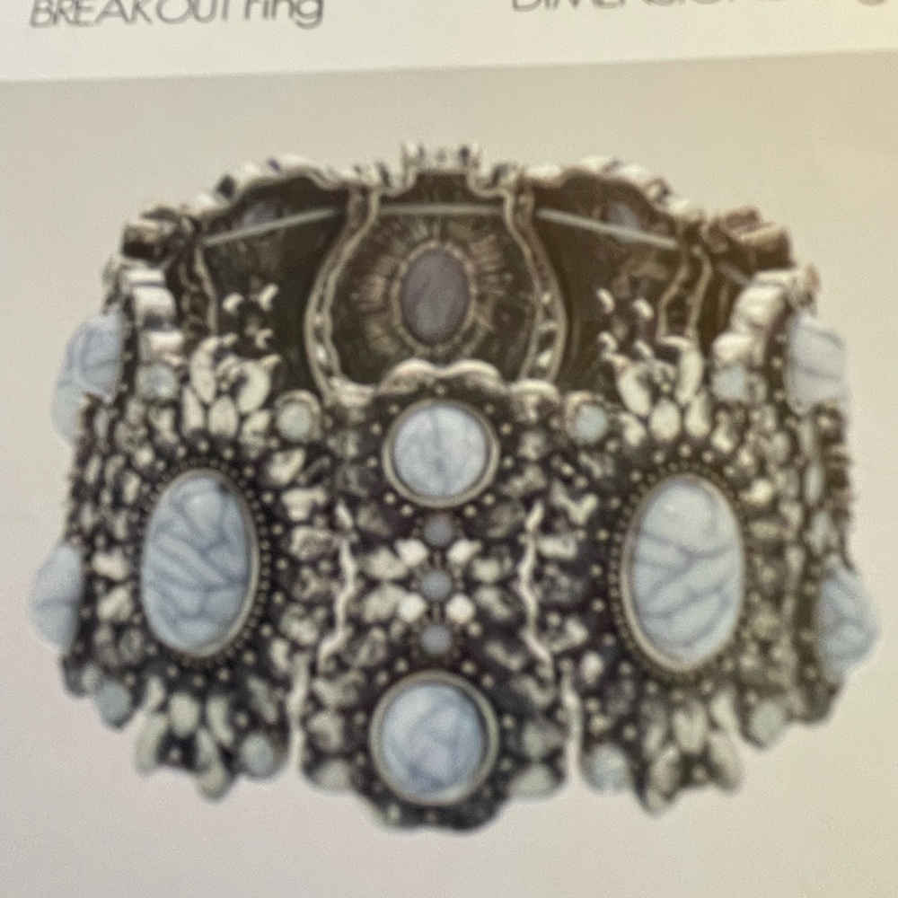 Ornate Silver and Blue Bracelet